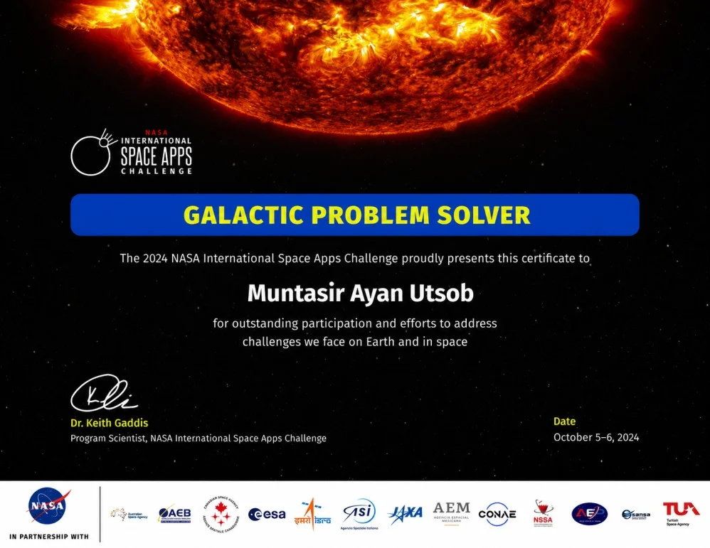 NASA Golobal Participant Certificate